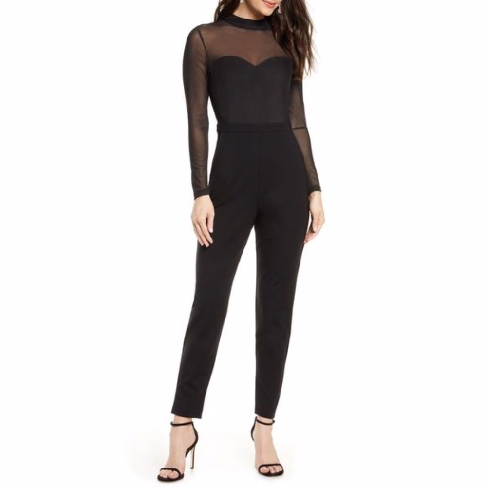 French Connection Leah Mesh Sleeve Jumpsuit Size 12